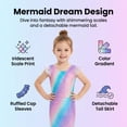 thumbnail image 4 of Girls Swimsuit Two Piece Fish Tail Skirt Swimwear Set Cosplay Color Gradient Scale Print Swim Top with Lotus Bud and Skirt Set for Kids Girls 7-8 Years, 4 of 9