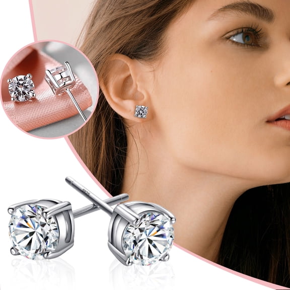 hanxiulin fashion zircon temperament s925 silver needle earrings simple ear studs female diamond earrings sterling silver jewelry