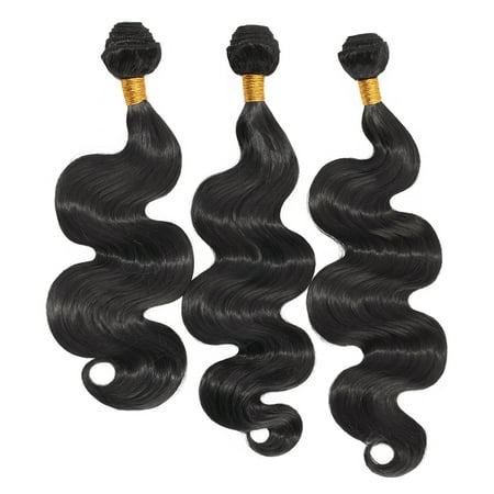 S-noilite Body Wave Synthetic Hair Weave 3 Hair Bundles Deals 16 18 20 Inches Color 1B Black Synthetic Hair Weft For Women ,Natural