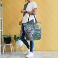 thumbnail image 6 of Large Canvas Bag 13.5x5.1x15 Inch Canvas Bag Shopping Canvas Bag Suitable For Outing Shopping Travel Out Of Large Capacity Storage Starry Sky Cat Butterfly, 6 of 9
