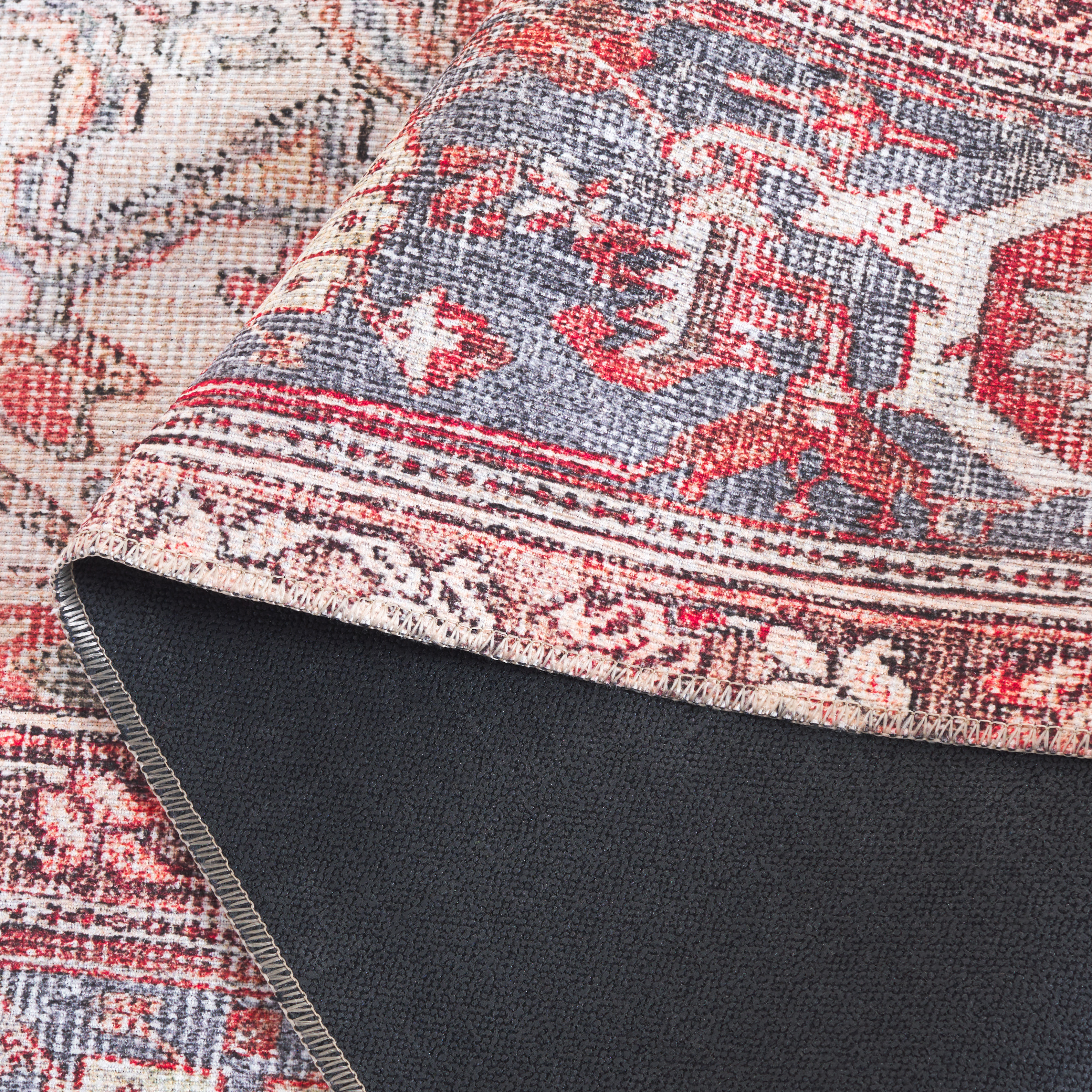 SAFAVIEH Vintage Serapi Neasa Medallion Machine Washable Area Rug, Red Orange/Grey, 8' x 10'