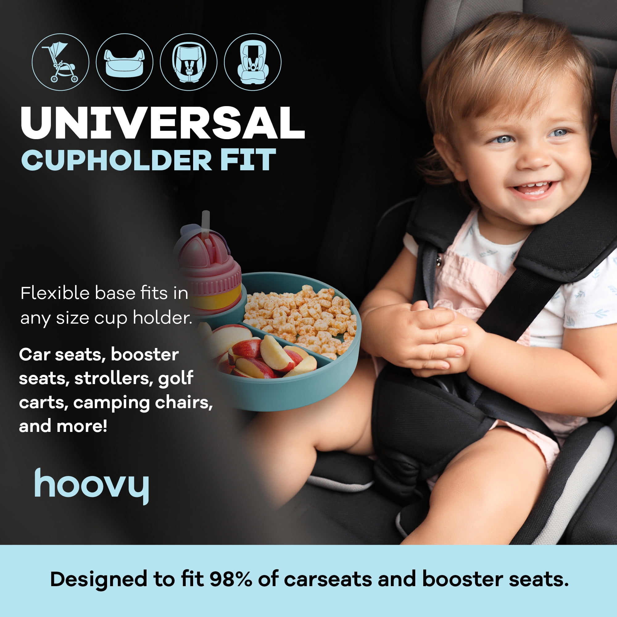 Hoovy Silicone Travel Snacker for Toddlers, Teal Baby Food Storage for Car Seat