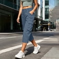 thumbnail image 2 of AKOEE Cargo Capris for Women High Waist Multi Pockets Lightweight Quick Dry Workout Summer Casual Capri Pants (XL, Navy), 2 of 7