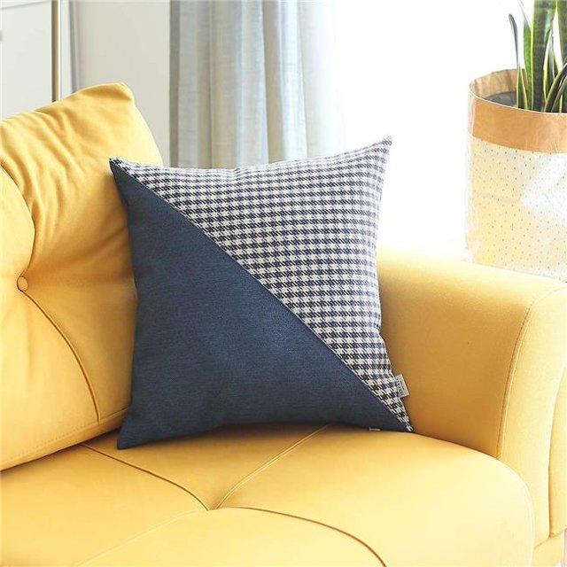 HomeRoots 399465 Oreiller Moderne Décoratif Pied de Poule Bleu&44; Couleur Multi