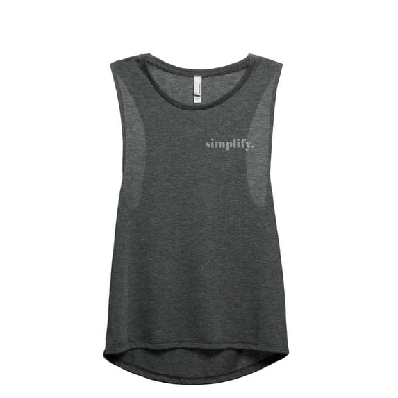Simplify Women's Fashion Sleeveless Muscle Tank Top Tee Charcoal Grey Small