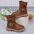 thumbnail image 4 of Girls Mid Calf Leather Boots, Little Kids Side Zipper Fashion Martin Booties, Soft Non Slip Princess Short Boots for Little Girls Daily Outdoor Wear Brown 3 Big Kids(36), 4 of 8
