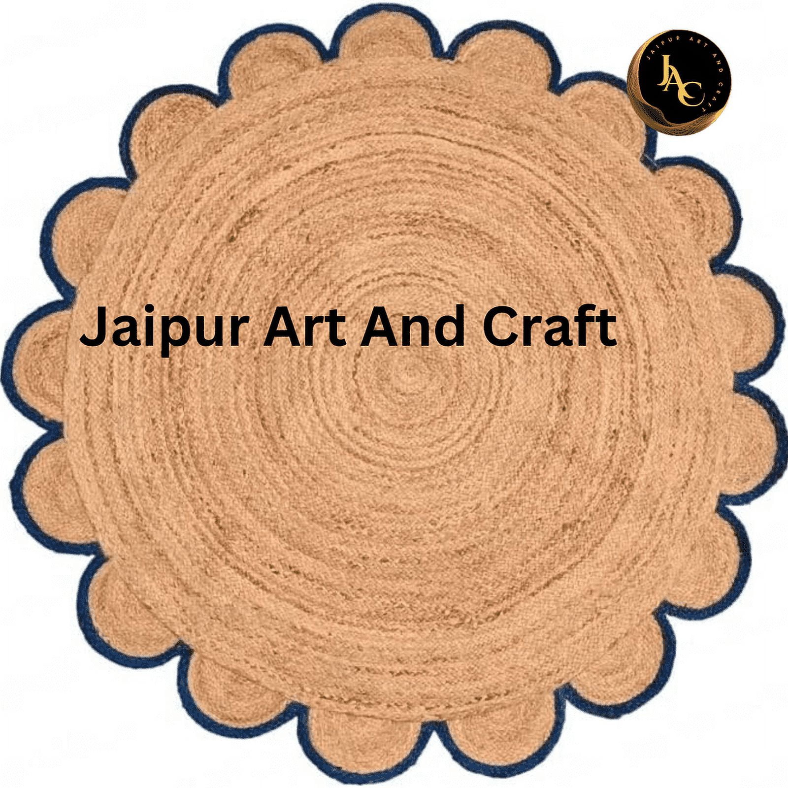Jaipur Art And Craft Round Brown Jute Area Rug Indian Natural Handmade Home Décor Bohemian Design (4x4 Sq Ft)