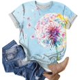 thumbnail image 6 of vigerkar Dandelion Graphic Floral T-Shirt Women Casual Summer Boho Tops Holiday Wildflowers Tee Shirts (Light Blue, XL), 6 of 7