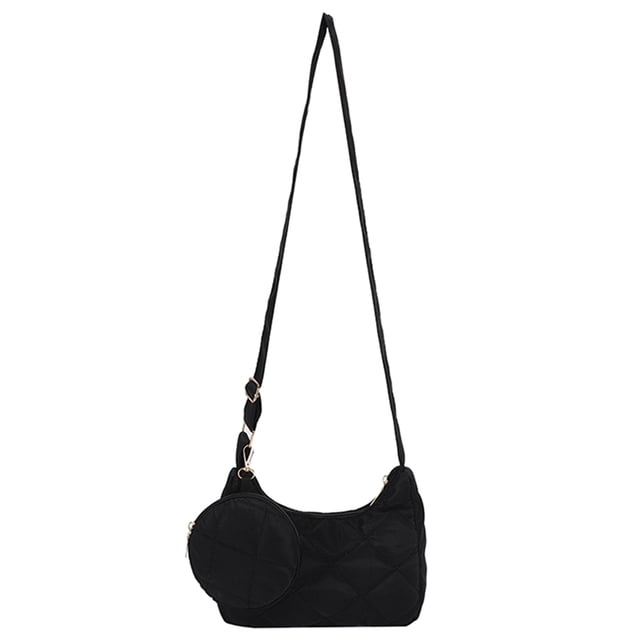 Bolso Bandolera Bolsos Bandolera Acolchado Algodón Acolchado Mujer con Monedero Negro