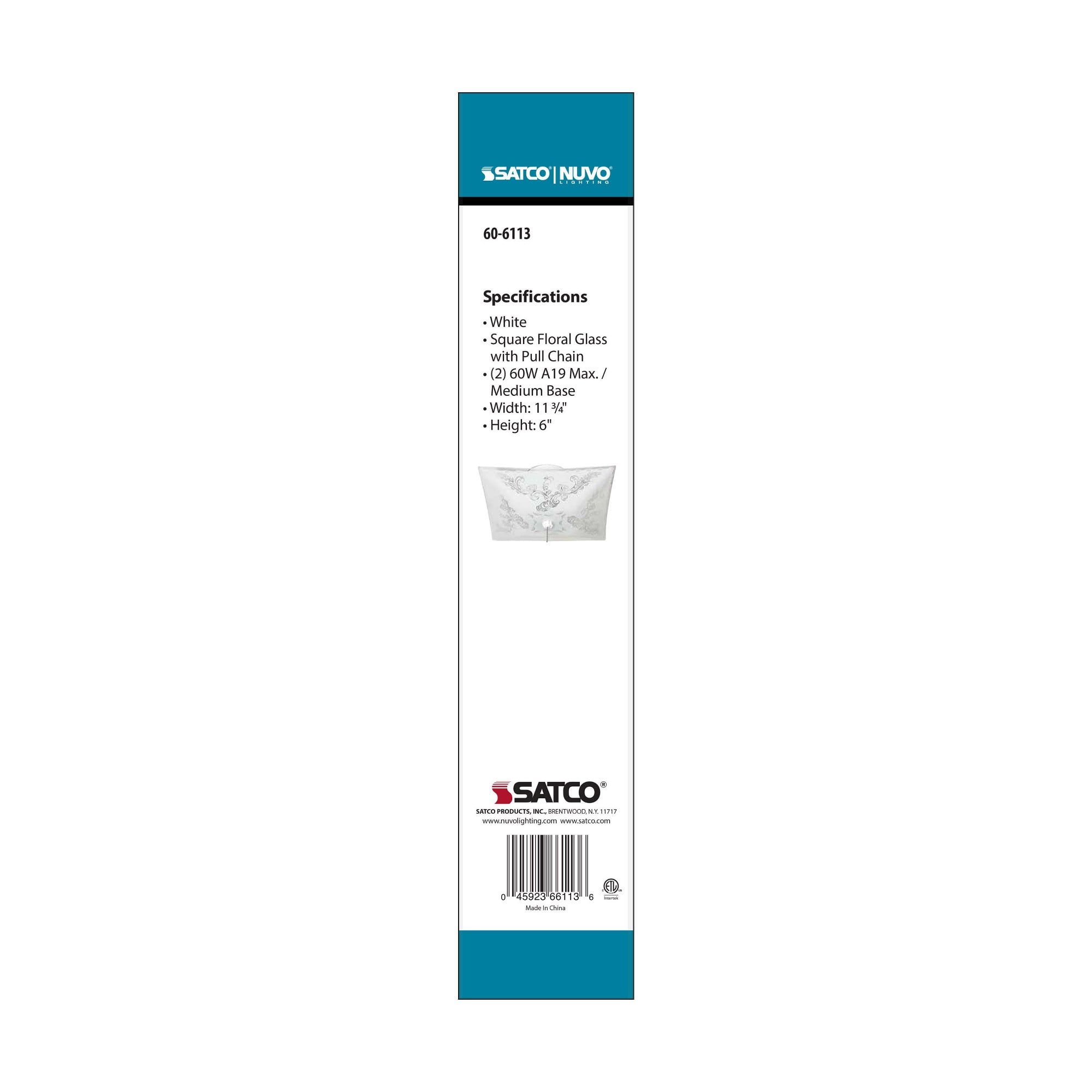 60/6113-Nuvo Lighting-2 Light Square Flush Mount with Pull Chain-11.75 Inches Wide by 4.75 Inches High