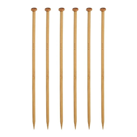 Uxcell 6mm Bamboo Knitting Needle Straight Single Pointed 9.8 inch Long Wooden Sweater Knitting Needles US Size 10 6Pcs