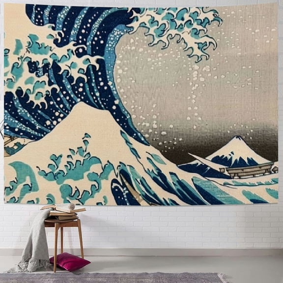 PRATYUS The Great Wave Japan Tapestry, Wall Decor Art Tapestry Hanging for Living Room Kitchen Outdoor Dorm Bedroom 40x30inch
