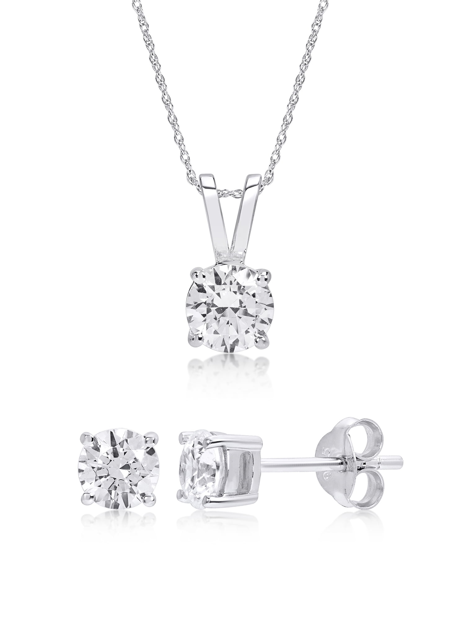 Brilliance Fine Jewelry Sterling Silver Round Cubic Zirconia Stud