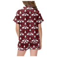 thumbnail image 5 of CAIVO 2 Piece Pajama Sets Children's Short Sleeve Lapel Button Down Shirts Tops With Shorts Set Christmas With Pockets Sleepwear, 5 of 6