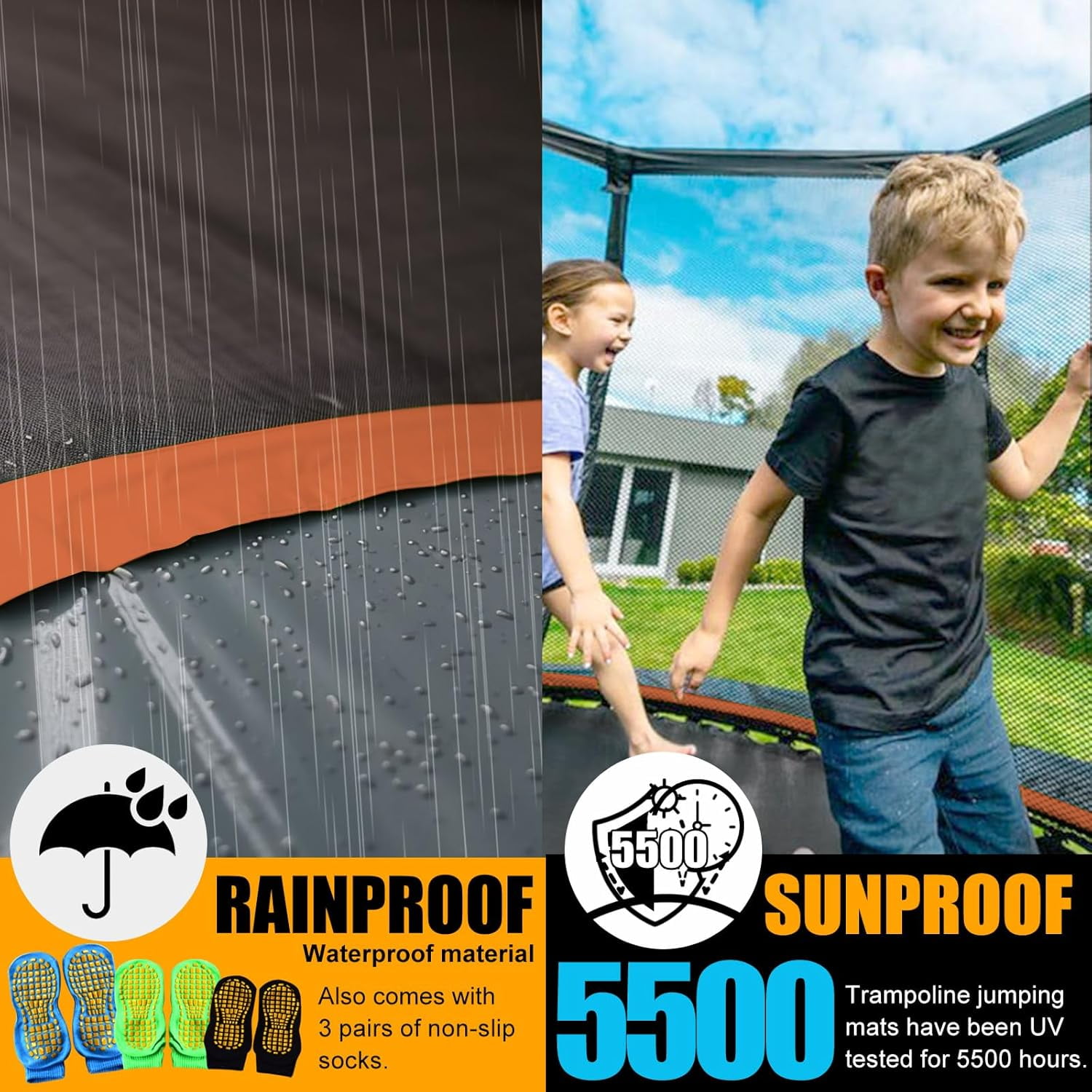 10/12/14/16FT Outdoor Recreational Backyard Heavy Duty Trampoline with Safety Enclosure Net，big trampoline for Kids and Adults,black，green