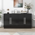 thumbnail image 3 of TUANLUO Black Buffet Sideboard Cabinet, Accent Cabinet with 4 Doors, Buffet Cabinet with Adjustable Shelves, Wood Storage Cabinet Furniture for Kitchen Dining Room Living Room, 60"L x 16"W x 32"H, 3 of 10