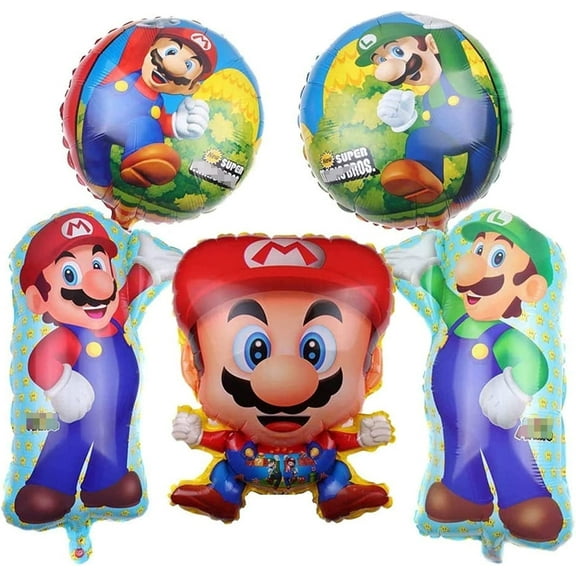5 PCS Birthday Party Balloons LARGE Game Mari Balloons Lui Balloons