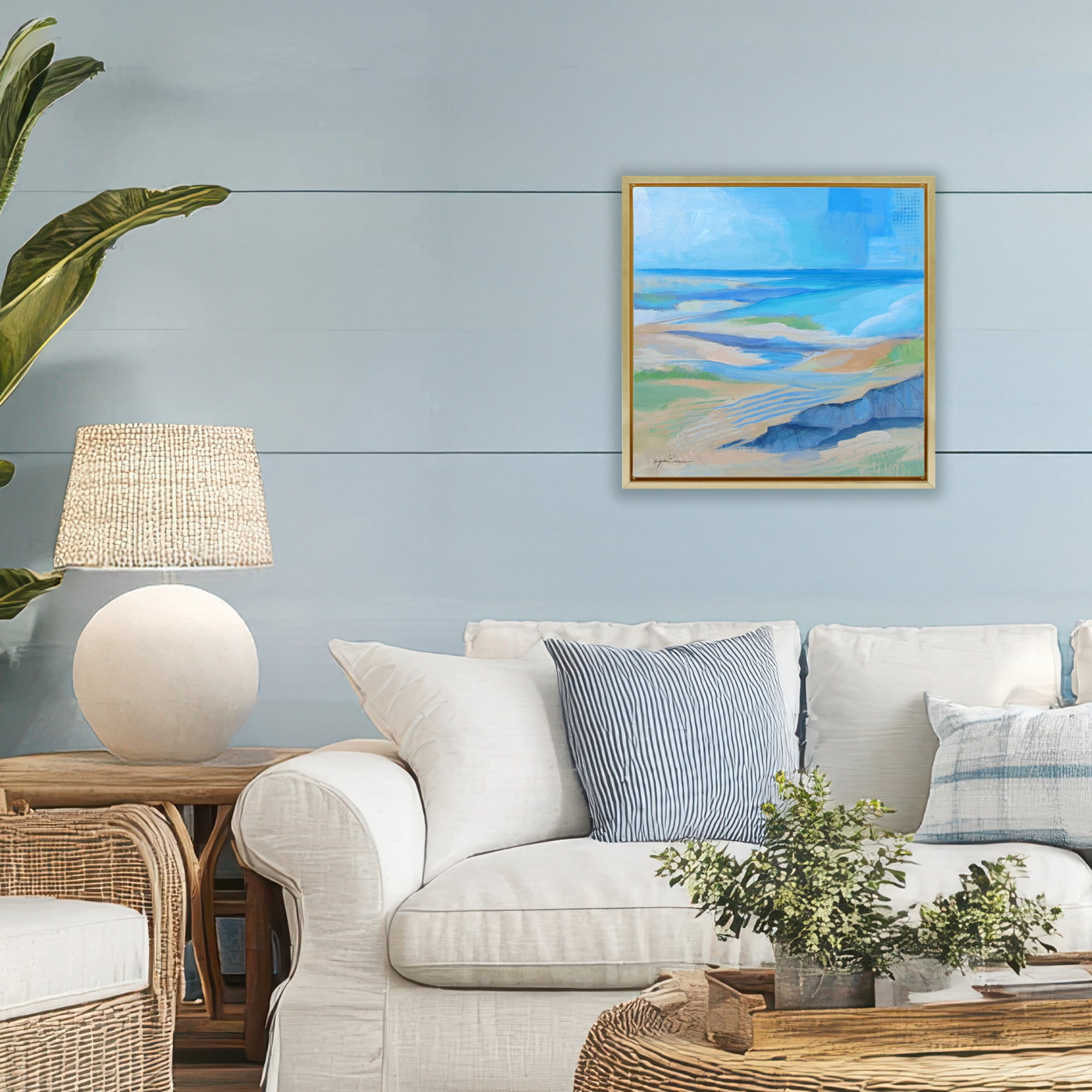 Stupell Industries After The Storm Beachscape Gold Framed Floater Canvas Wall Art, design by Lynn Ericson Fine Art