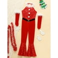 thumbnail image 5 of iiniim Girls Christmas Dance Performance Kids Xmas Party Show Jumpsuit Leotard  with Arm Sleeve Red 8, 5 of 7
