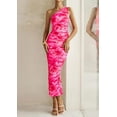 thumbnail image 4 of PRETTYGARDEN Women's One Shoulder Bodycon Dress Summer 2025 Printed Ruched Party Cocktail Fitted Long Dress, 4 of 8
