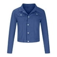 thumbnail image 4 of Whlbf Plus Size Womens Coats Clearance,Women Fashion Casual Pockets Long Sleeve Tops Jacket Denim Outwear, 4 of 6