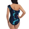 thumbnail image 6 of Yiaed Blue Marble And Gold Print Women One Piece Swimsuits Tummy Control One Shoulder Bathing Suits Pattern Ruffle Swimwear-X-Large, 6 of 8