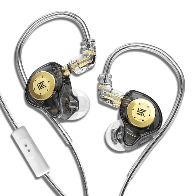 bedienty KZ Cellphone Wired Earphone Running Jogging In-ear Detachable Headset Laptop HiFi Headphone L Shaped Connector Black Mic 1Set