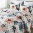 thumbnail image 3 of WannaToo Quilts King Size - 3 Piece Microfiber Quilt set Reversible Bedspreads Patchwork Coverlets Floral Bedding Set All Season, Blue and Pink, 3 of 7