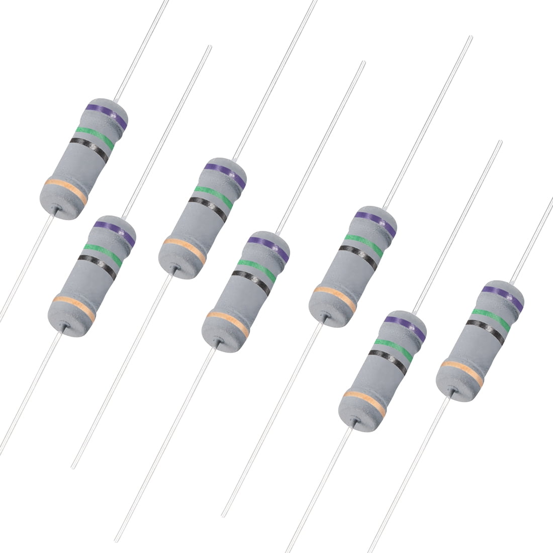 100pcs 2W 75 Ohm Carbon Film Resistor 5% Tolerance 4 Color Bands