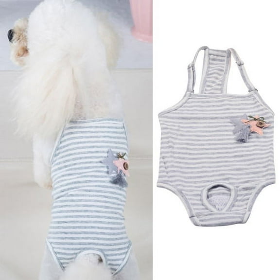 Zhaomeidaxi Dog Cotton Striped Design Sanitary Pantie with Adjustable Strap Suspender Physiological Pants Pet Underwear Diaper Jumpsuit for Girl Dog