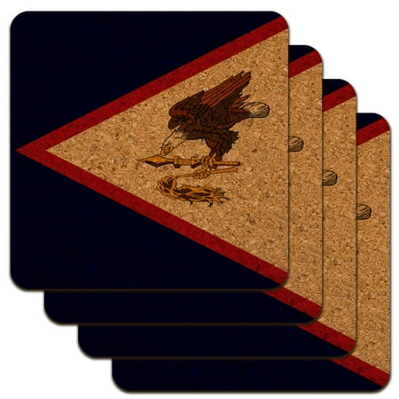 

American Samoa US Territory Flag Low Profile Novelty Cork Coaster Set