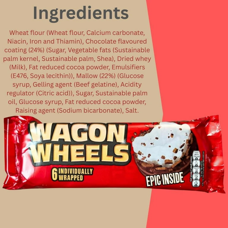 Burtons Jammie Wagon Wheels - 6 Pack X 4 (24 Total), Chocolate Coated Mallow Biscuit, Lunch Box Treat