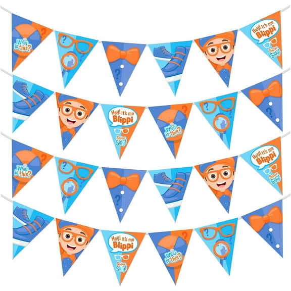 Blippi Birthday Banner Pennant 2 Pack - Blippi Party Supplies