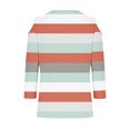 thumbnail image 5 of Lmnyox Striped T Shirt for Women Cold Summer Shoulder Blouse Loose Casual Long Sleeve V Neck Tunic Tops, 5 of 5