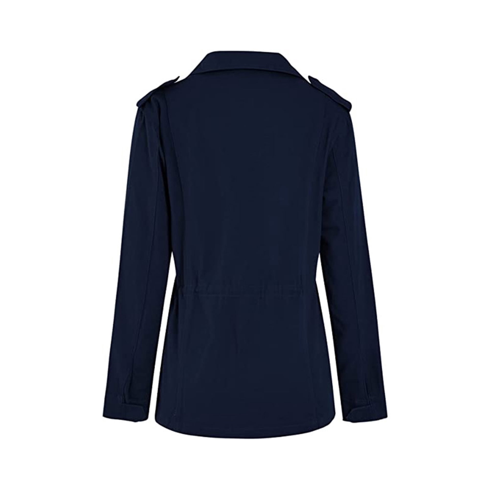 Bellella Women Coat Solid Color Military Jacket Long Sleeve Outwear Casual Lapel Utility Jackets Outdoor Dark Blue 2XL Walmart