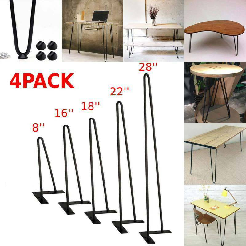 34” various Size Heavy Duty Metal Hairpin Table Legs 2 Rod set of 4 /Angled 8“ 