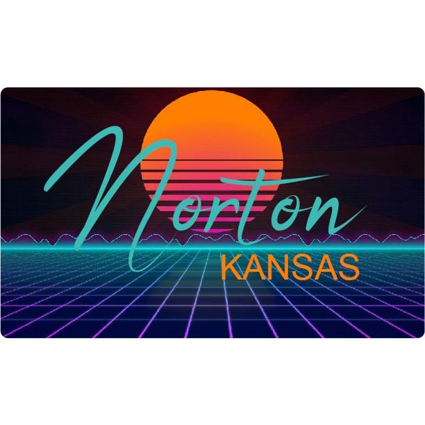 Norton Kansas 4 X 2.25Inch Vinyl Decal Stiker Retro Neon Design