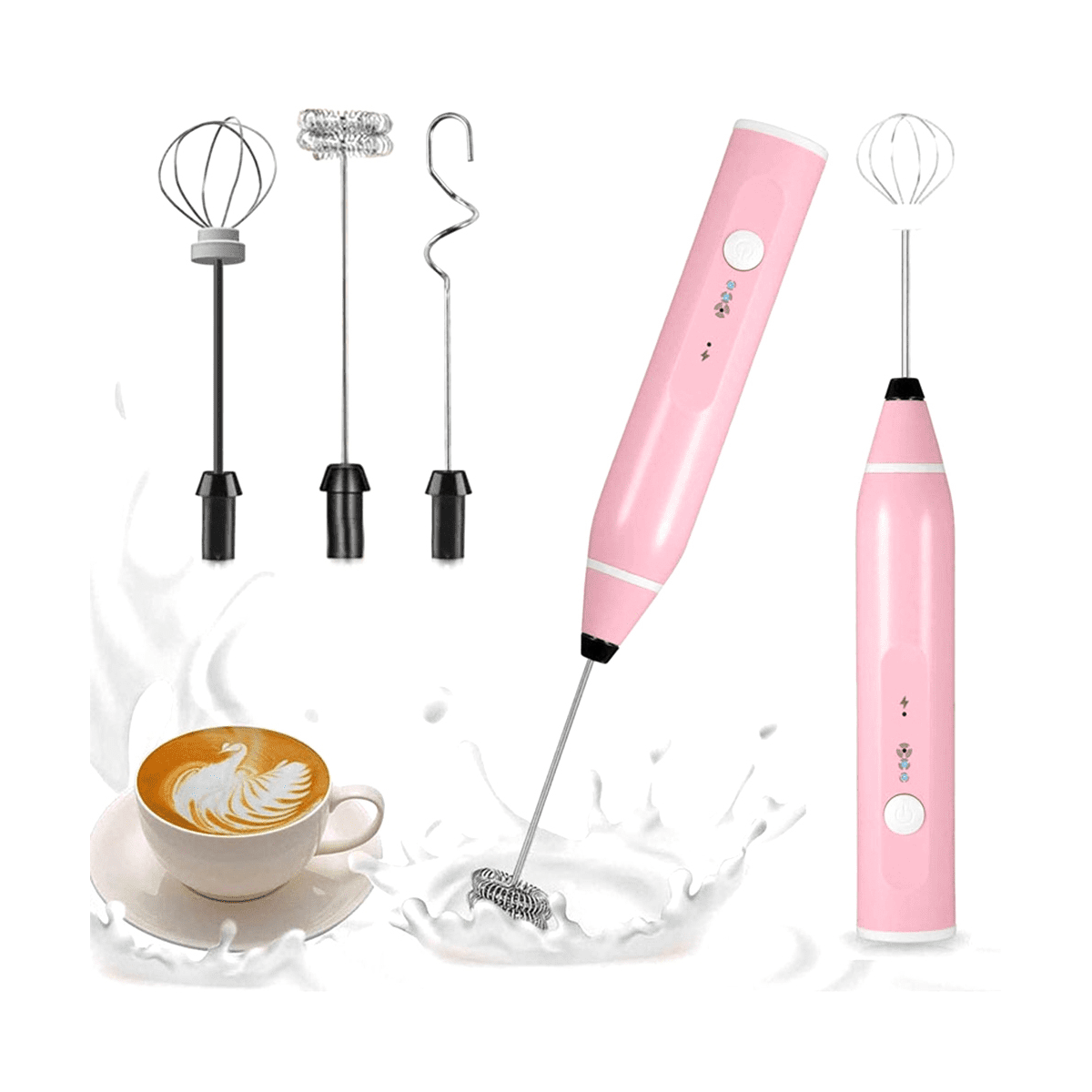Batteur à Main Sans Fil Électrique - Fouet Inox 3 Vitesses USB Rechargeable Pour Cappuccino, Œufs Et Protéines