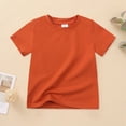 thumbnail image 2 of TOWED22 Boys Short Sleeve T-Shirt Kids Cotton Tops Summer Crewneck Shirts Basic Tees(Orange,8-9 Y), 2 of 8