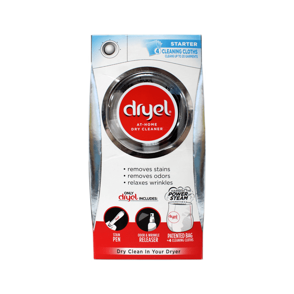 Dryel at Home Dry Cleaner Starter Kit with 4 Cleaning Cloths and Patented Bag