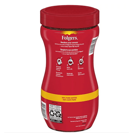 Folgers Instant Coffee Crystals, Classic Roast, 16 Ounce