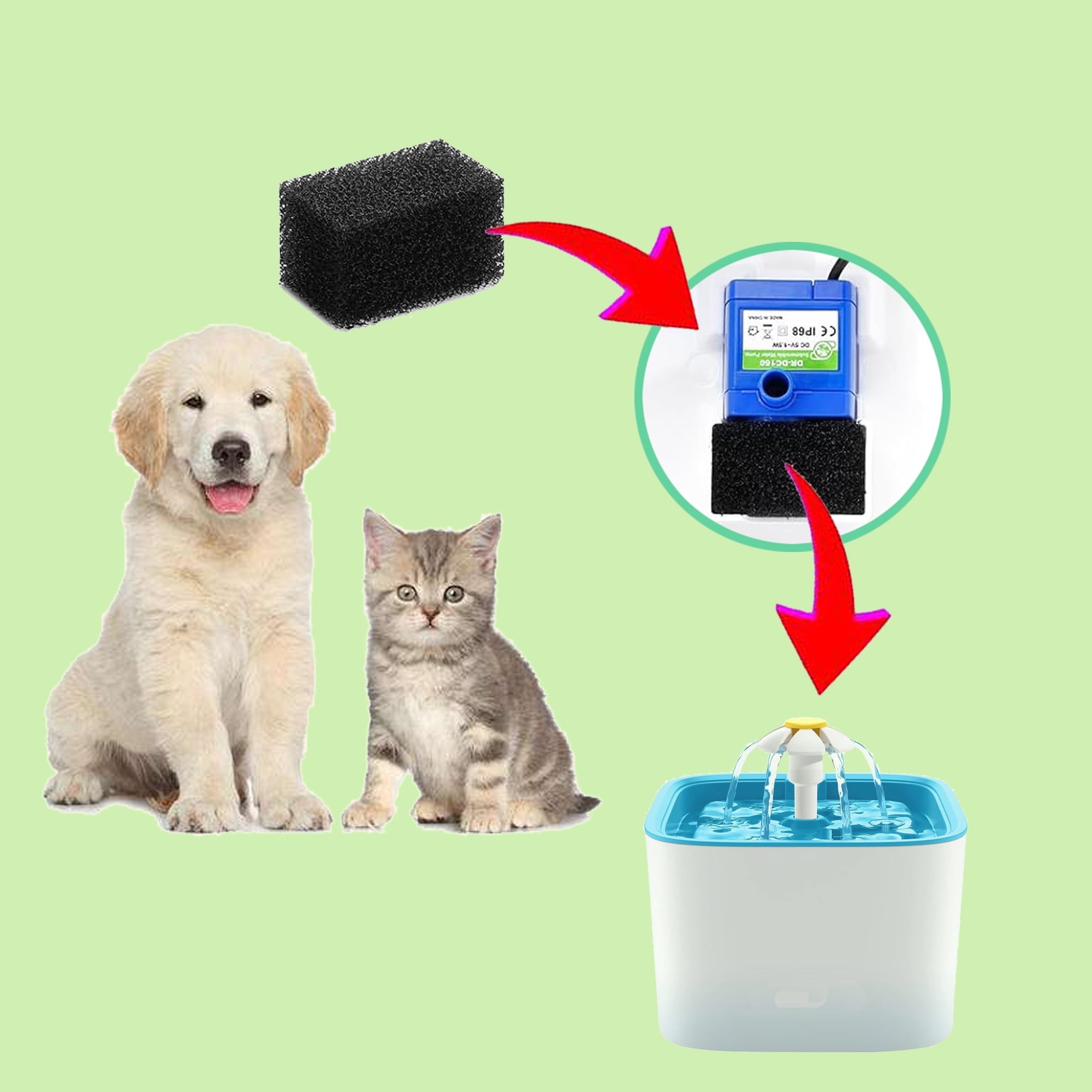 Qzbhct Pet Replacement Sponge Filters Replacement Pre Filter Sponges for 84oz/ 2.5L Pet Water Fountain Cat Water Foam Filter Dog Drinking Water Sponge Foam Filters for Pet Dog Cat Fountain (22)