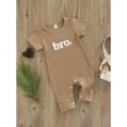 thumbnail image 3 of hirigin Summer Toddler Baby Boys Casual Ribbed Clothes Solid Ribbed Knitted Short Sleeve Letter Print Romper Jumpsuits One-pieces Long Pants, 3 of 8