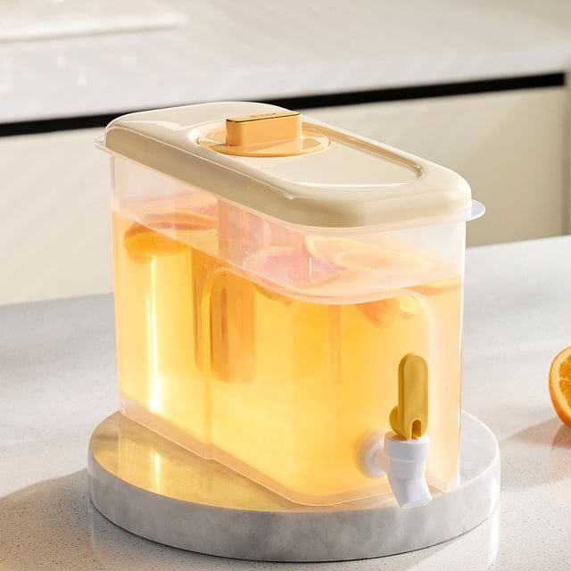 TopLLC Storage Bins 4L Cold Kettle With Faucet Filter In Refrigerator,Large Capacity Storage For Fruit Juice Dispenser With Ice Grids And Spigot Fruit Teapot Lemonade Bucket Storage Bags