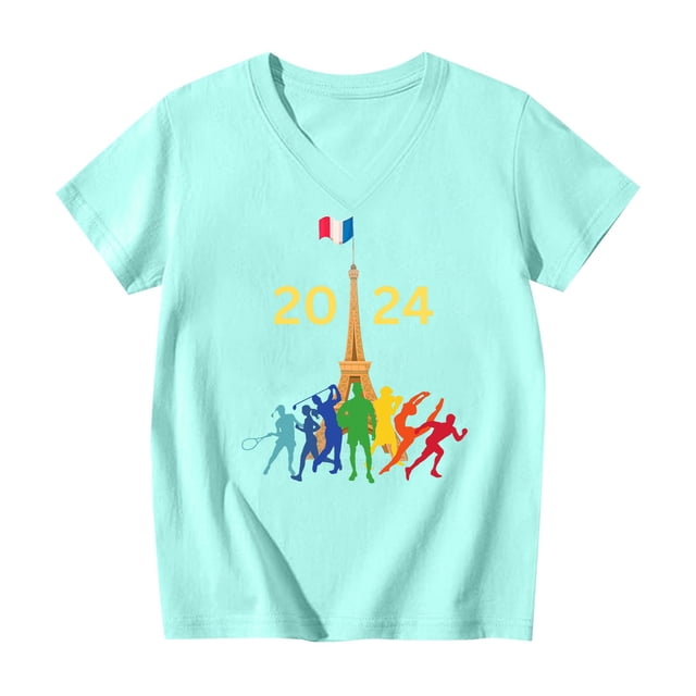 Hauts d'Été Garçons Filles T-Shirts Mode Imprimé Dessin Animé Manches Courtes Coupe Ample Décontractée Col Rond Blouse Chemises de Printemps pour Garçon 8-9T