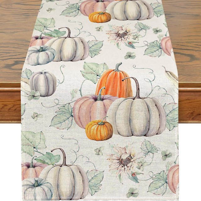 (13' X 72') Camino de mesa de otoño, decoraciones de otoño para el hogar Camino de otoño de calabaza para mesa, decoración navideña de Acción de Gracias de otoño estacional para interiores