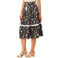 thumbnail image 4 of Allegra K Women's Boho Floral Lace Insert Drawstring Elastic Waist Summer Midi Skirt, 4 of 6