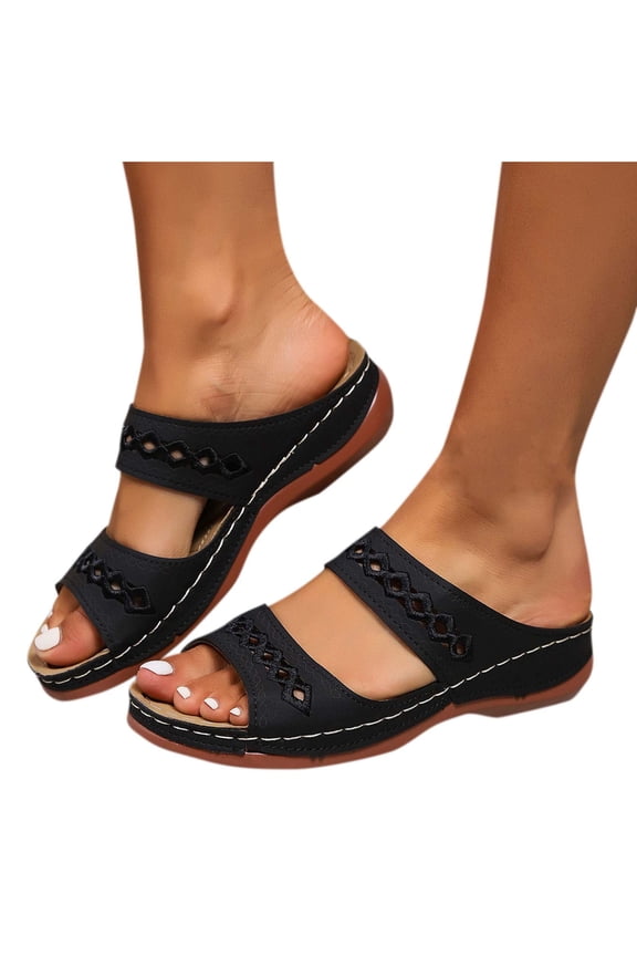 Women's Orthopedic Slide Sandals Open Toe Comfort Walking Sandals Arch Support Casual Summer Slip On Shoes