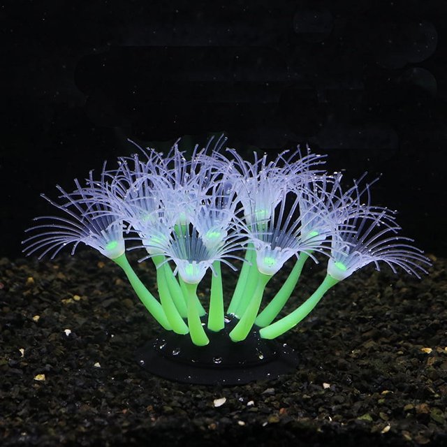 Joyas de paisaje para acuario Simulación de silicona Coral Girasol Exquisito y hermoso Multicolor