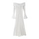 thumbnail image 4 of HH TRAF Vestido ajustado con cremallera y un hombro al descubierto para mujer, elegante, de manga larga, largo hasta el suelo, con encaje y elegante, 4 of 5